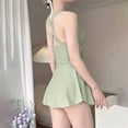 thumbnail image 4 of QURATI Swimwear Crisscross Back Sleeveless Swimsuit: Front Ruched Waist Resort & Pool Swimwear Green XL, 4 of 9