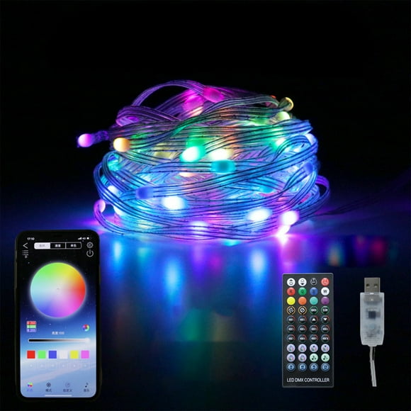 Chmadoxn 150pcs LED Rainproof USB Powered Colorful String Lights, APP Remote Control Multiple Modes Indoor And Outdoor Christmas Tree Wedding Party Decoration String Lights