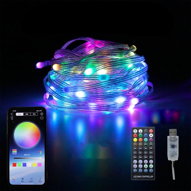 Wzzjkit Christmas String Lights 150pcs LED Rainproof USB Powered Colorful String Lights, APP Remote Control Multiple Modes Indoor and Outdoor Christmas Tree Wedding Party Decoration Christmas Lights