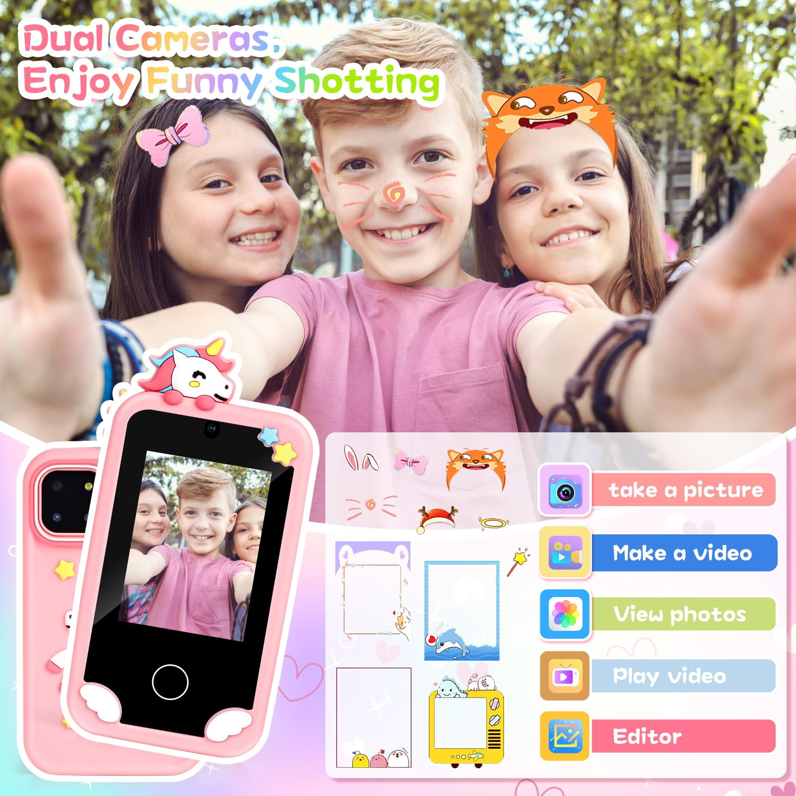 Girl Gifts Age 6 7 8 9 Kid Smart Phones: Presents for 6-10 Year Old Girls Kids Learning Phone Birthday Gift for 7 8 9 10 Year Old Girls Toy Reminder Game Phone for Kids Age 10 - 12 Girl Pink Phone