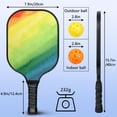 thumbnail image 3 of Pickleball Paddles Set Of 1, Fiberglass Surface, Vibrant Rainbow Print, 1 Paddle, 2 Balls & Bag, 3 of 5