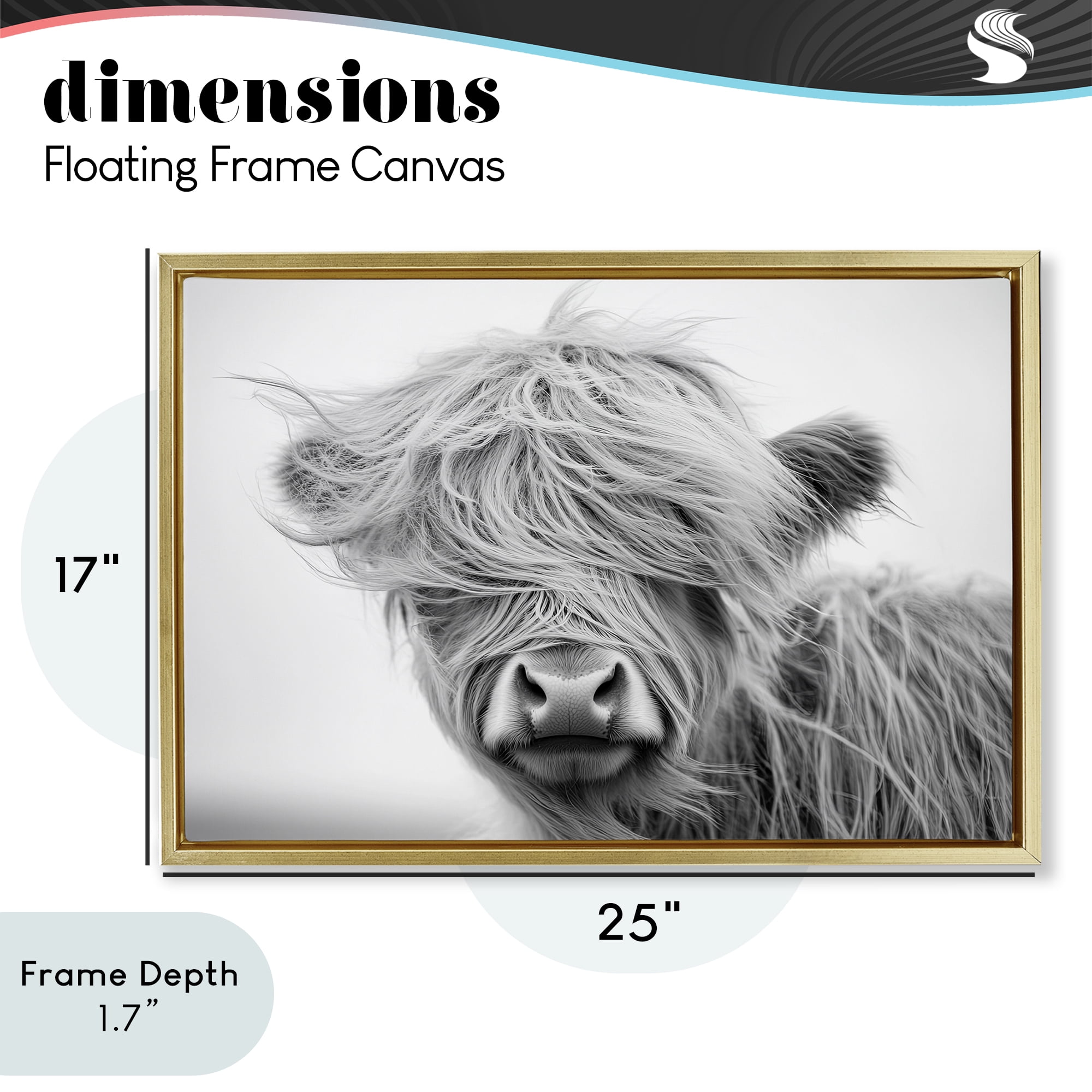 Stupell Industries Easy Breezy Cattle Gold Framed Floater Canvas Wall Art, design by Tina LeCour