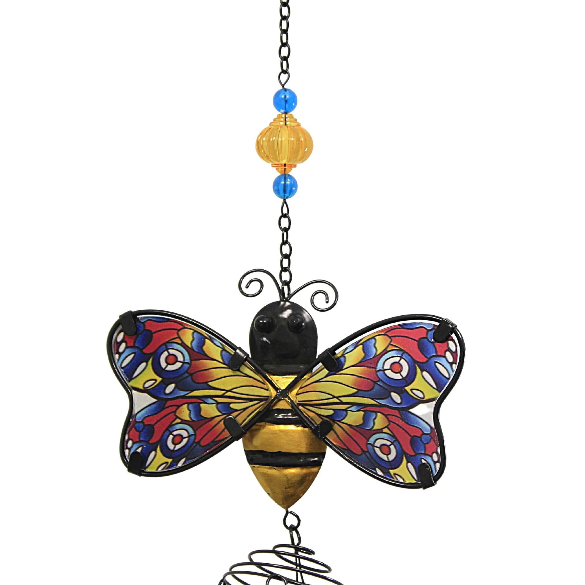 Evergreen 42.00In Garden Friends Wind Chime, Metal, Stained Glass  Outdoor  Spring 2Wc1905 Bee