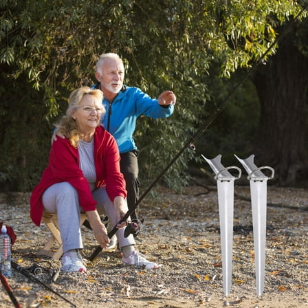 HEMOTON Fishing Rod Holder Foldable and Durable Stainless Steel Stand for Fishing Silver