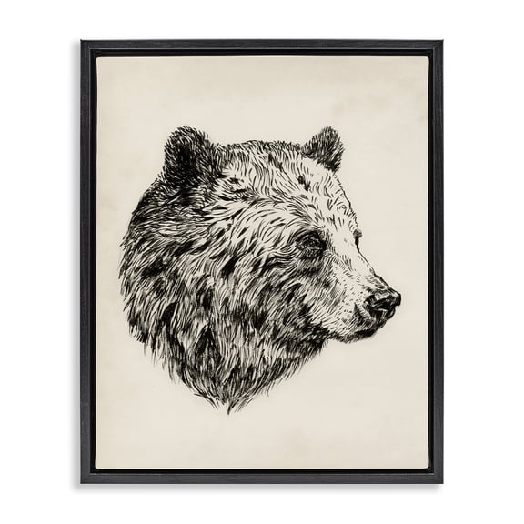Stupell Industries Rustic Lodge Rustic Bear Drawing Black Floating Frame Canvas Art, 17 x 21, by Victoria Barnes