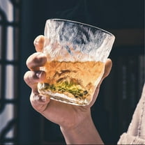 SHENGXINY Glass Cups,Glacier Cup,High,Color Drinking Cup,Ins Style Gift Water Cup & Net Red Beer Cup,Tree Pattern,Suitable for Juices & Other Drinks Clear 3.58x3.58x3.62in