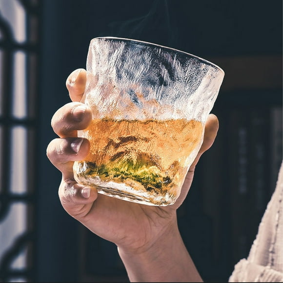 Copa de vidrio con patrón glaciar | Vatenía texturizada estilo vintage - Vaso cristalino enriquecido con lima | Decoración de la Casa Café | Opciones de 280ml y 300ml | Listo para regalar | Diseño