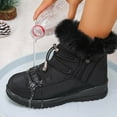 thumbnail image 4 of Busydd Snow Boots for Women Warm Fuzzy Zipper Womens Winter Boots Comfy Round Toe Wedge Boots for Women 8.5, 4 of 9
