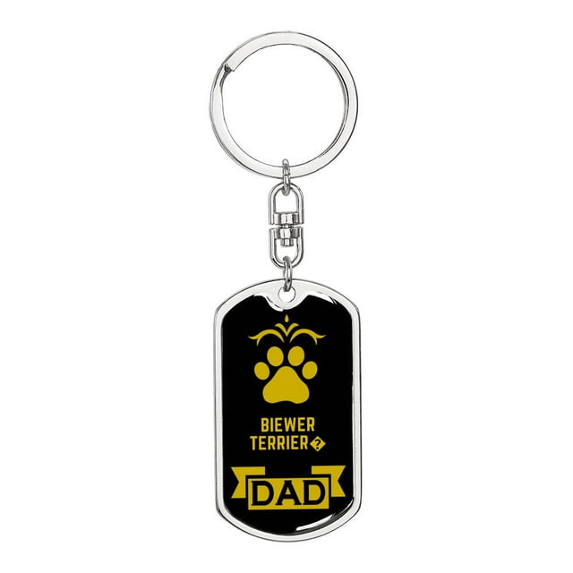 Biewer Terrier Keychain Stainless Steel or 18k Gold