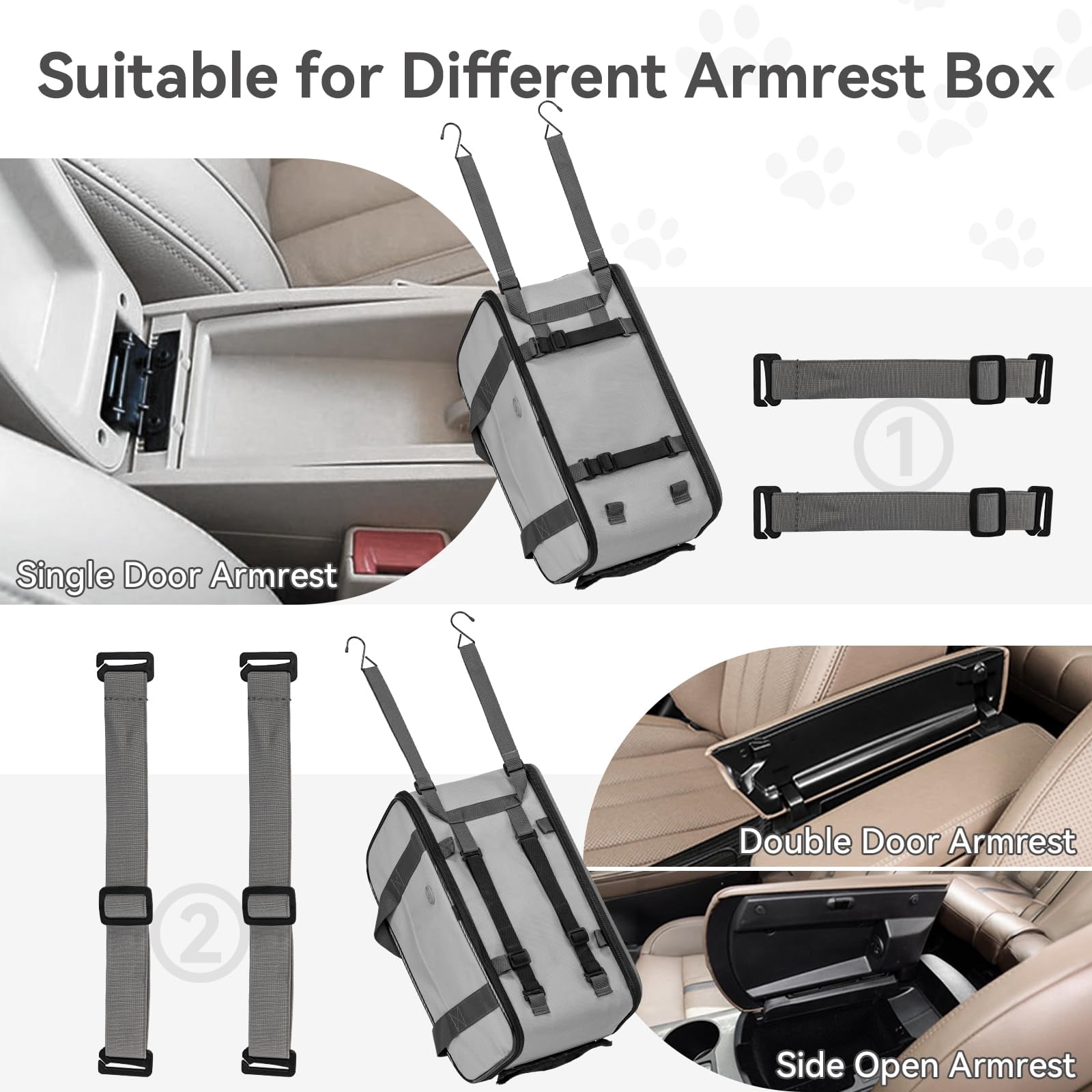 Multipurpose Console Dog Car Seat  Portable Small For Dogs Cat Carrier Pet Airline Approved With Safety Tether And Pockets (light Grey)
