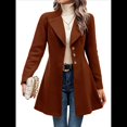 thumbnail image 2 of Abrigo de Invierno de Mezcla de Lana Color Camel para Mujer, Hasta la Rodilla, con Solapa y Muesca, Chaqueta de Abrigo con Botonadura Única Color Café M, 2 of 9