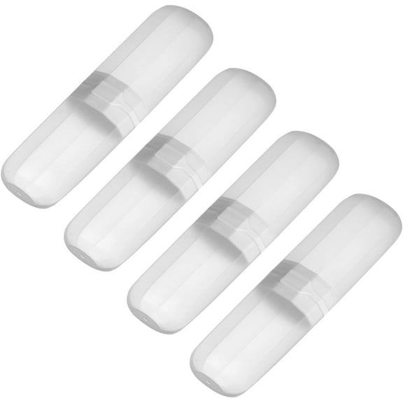 4PCS Toothbrush Case, Portable Toothbrush Holder, Plastic Toothbrush Organizer Storage Container Covers for Home Travel Business Camping Dustproof(Clear White*4）