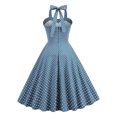 thumbnail image 4 of Women's Vintage Sleeveless Polka Dot Style Swing Dress 1950s Lace Up Retro Cocktail Tea Party Dress, 4 of 6