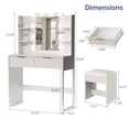 thumbnail image 2 of Zimtown Modern Makeup Vanity Table Set with LED Lights , Mirror and Charging Station, Dressing Desk with 2 Drawers for Bedroom, White, 2 of 9