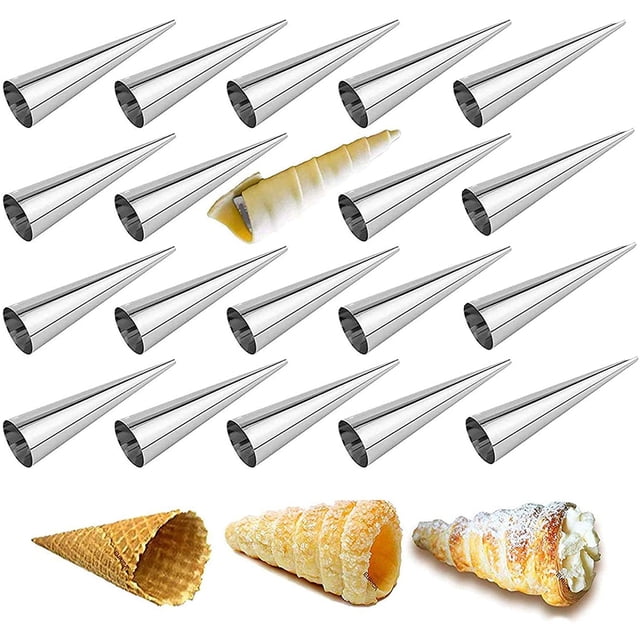 ER Moldes para croissants en forma de cono de acero inoxidable de 20 piezas para hornear tubos de rollo de crema con concha de croissant oso de fresa Electrónica