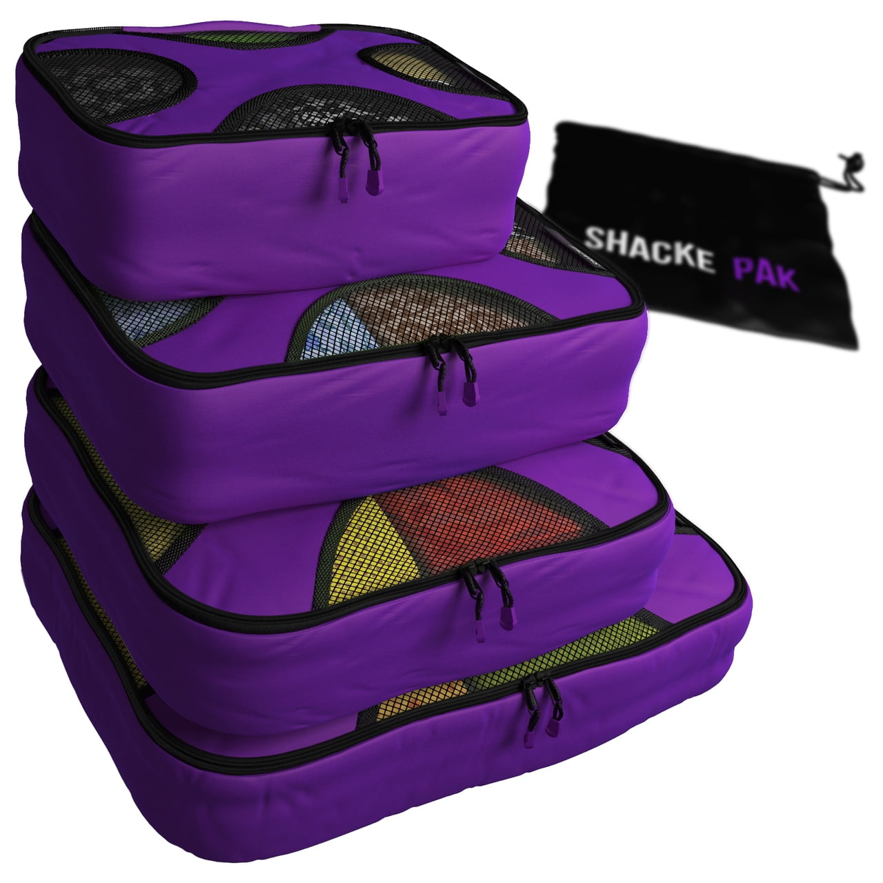 Shacke Pak - 4 Set Packing Cubes - Travel Organizers with Laundry Bag (Orchid Purple)