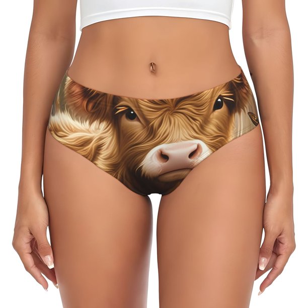 Balery Adorable Calf Butterflies Champagne Ropa Interior de Algodón para Mujer con Dibujo – Braguitas Cómodas y Elásticas, Estilo Clásico-Medium