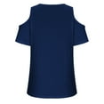 thumbnail image 5 of iHengLiXing Plus Size Spring Tops for Women 2025 Dressy Casual Women Summer Sexy T- Shirt Cold Shoulder Pullover Blouse V-Neck Short Sleeve Solid Tops Blue XXL, 5 of 5