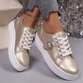 thumbnail image 5 of SCHUHLAND Women's Casual Lace-Up Skateboard Sneakers, Metal Decoration, Round Toe, Thick Bottom, Non-Slip, Soft Sole for Autumn, 5 of 16