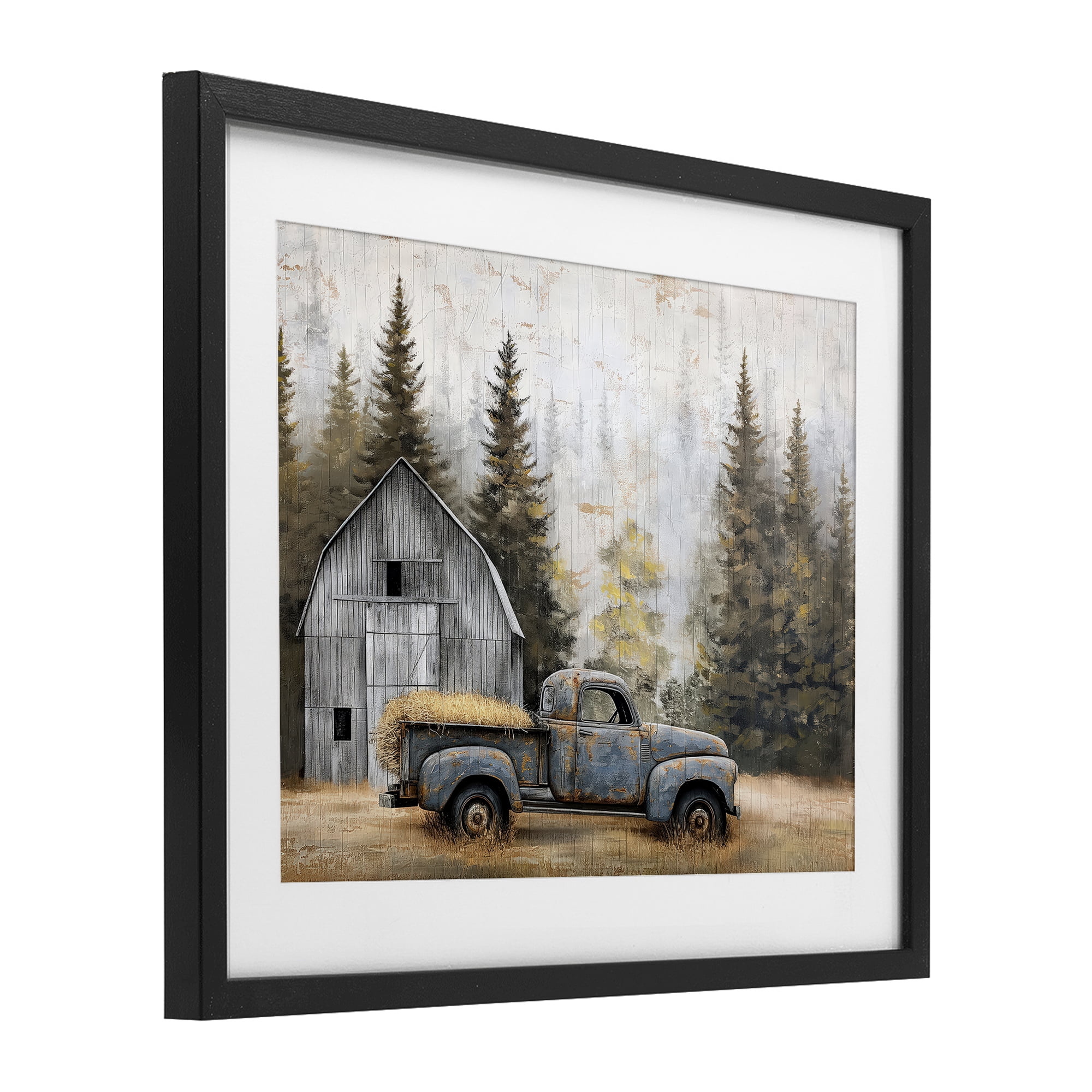 Stupell Industries Autumn Barn & Pine Forest Black Framed Print Under Glass, design by Imagine It Images