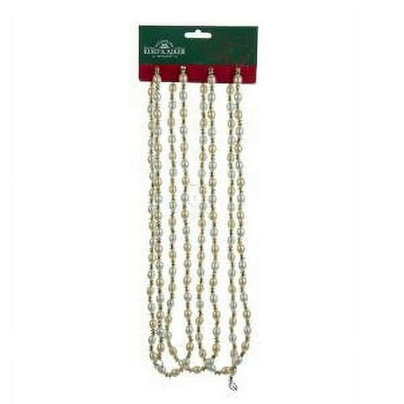 Kurt S. Adler 9-Foot Ivory and Gold Beaded Garland