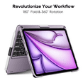 thumbnail image 3 of edaiser Swivel Keyboard Case Compatible with iPad Air 11 inch (M3/M2) 2025 & iPad Air 5th 4th Gen& iPad Pro 11-inch (4th-1st); Rotatable Cover with Pencil Holder, Trackpad, Backlit, Metallic Purple, 3 of 6
