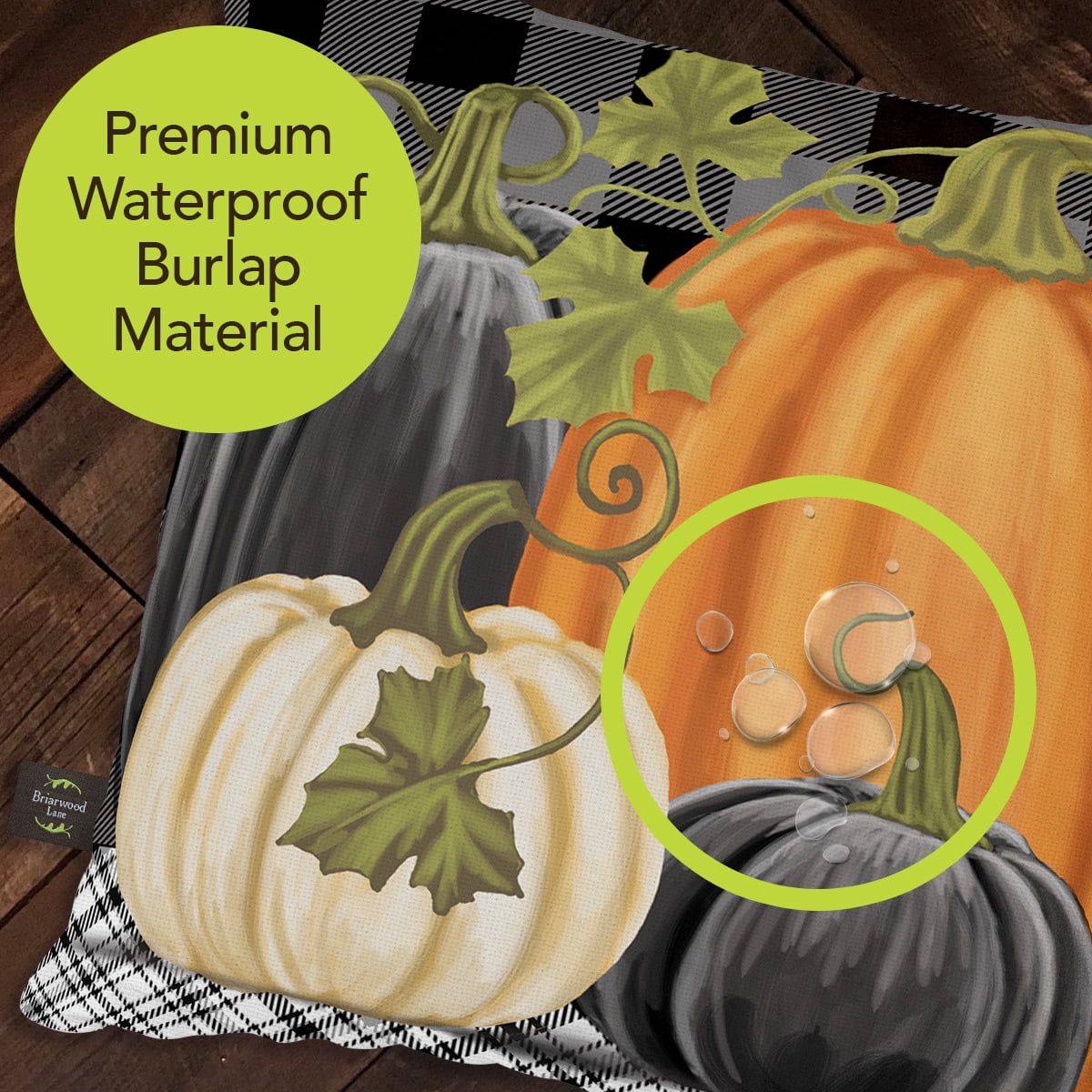 Briarwood Lane Indoor/Outdoor Pillow 17x17 Checkered Pumpkins Fall Decorative For Fall Pillow