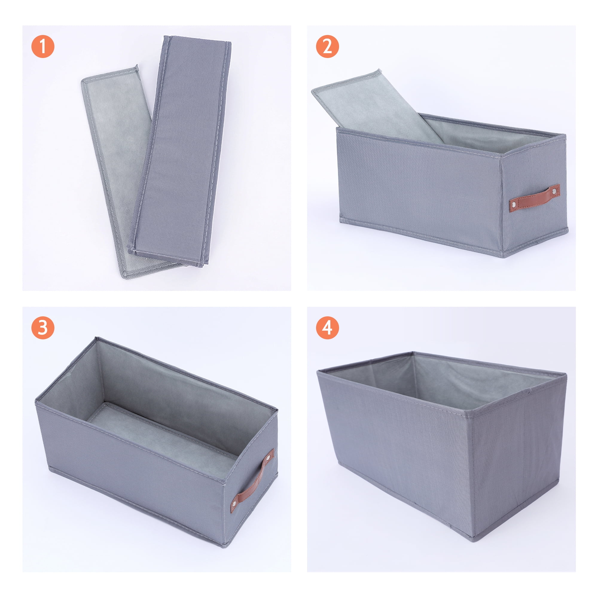 Unique Bargains Storage Cube Fabric Foldable Basket with Handles for Shelves 1pcs Grey M