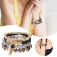 thumbnail image 2 of 4Pcs Bohemia Stackable Beaded Bracelets Set - Multilayer Stretch Stone Gold Beaded Bracelets for Women Men, Summer Beach Boho Vacation Jewelry Gifts, 2 of 7