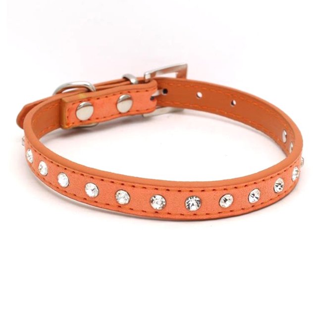 10 "-16.5" longitud total piel de gamuza piedras preciosas collar de perro mascota diamante de cristal brillante
