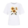 thumbnail image 5 of BiZtdJrK Summer Top for Women Sunflower Graphic Tees Teen Girls Cute Print T-Shirt White S, 5 of 6