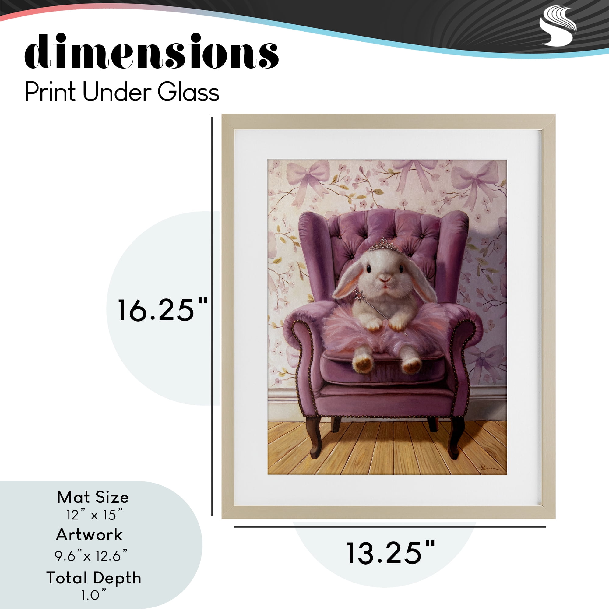 Pink Princess Tutu Bunny Birch Framed Print Under Glass, design by Lucia Heffernan