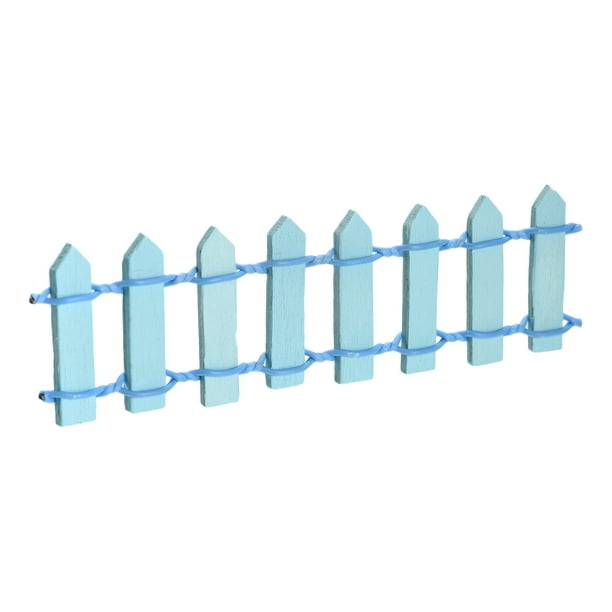 Miniatura Jardín Cerca, 3.6 Pulgadas Largo Madera Ornamento Madera Decorativo Piquete Cerca para Bricolaje Artesanía Proyecto, Claro Azul Paquete de 4