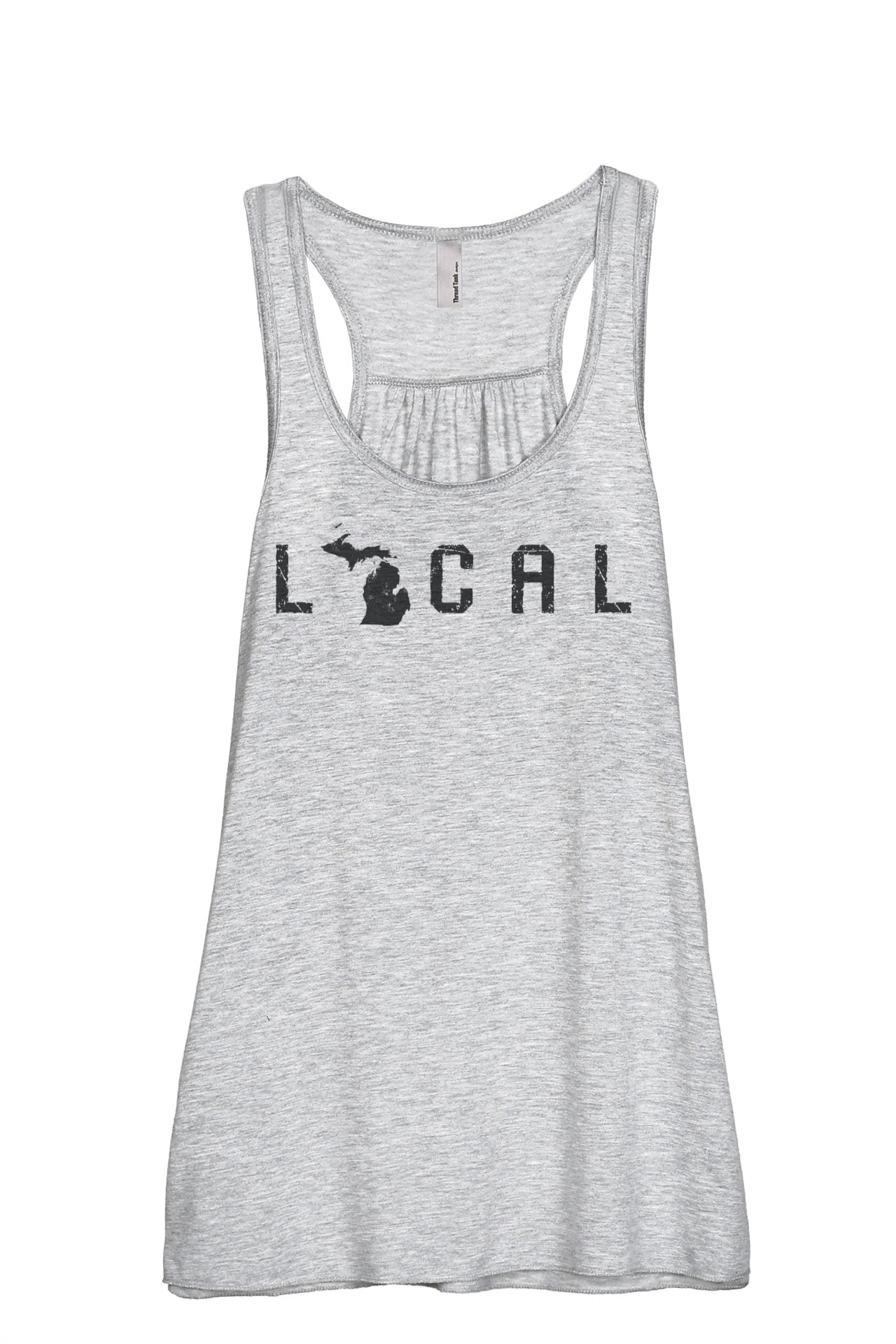Thread Tank Local Michigan State Women's Sleeveless Flowy Racerback Tank Top Charcoal Small by