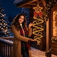 thumbnail image 5 of Hometravel Christmas Spiral Hanging LED Light Decor, Pre-lit Holiday Hanging Ornament, Assorted Designs with Bear/Bow Bell/Star Tree, Lighted Decoration for Porch, Doorway & Outdoor Christmas Decor, 5 of 6