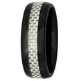 thumbnail image 2 of Men's Black and White Ceramic w/ Carbon Fiber 8MM Wedding Band, 2 of 4