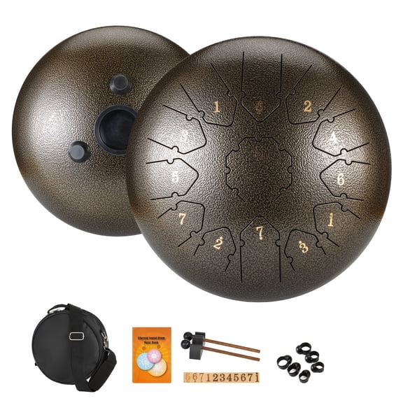 12 Inch 13 Note Steel Tongue Drum C Key Hanplate Percussion Instrument Arrow Shape Hand Pan Drum With Drum Mallets Carry Bag And Music Book,Used For Music Education Concert Spiritual