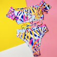 thumbnail image 5 of Gibobby Conjunto de Bañador Sexy Conjunto de traje de baño de dos piezas de triángulo sexy con estampado de bikini para mujer(Rosa,CH), 5 of 5