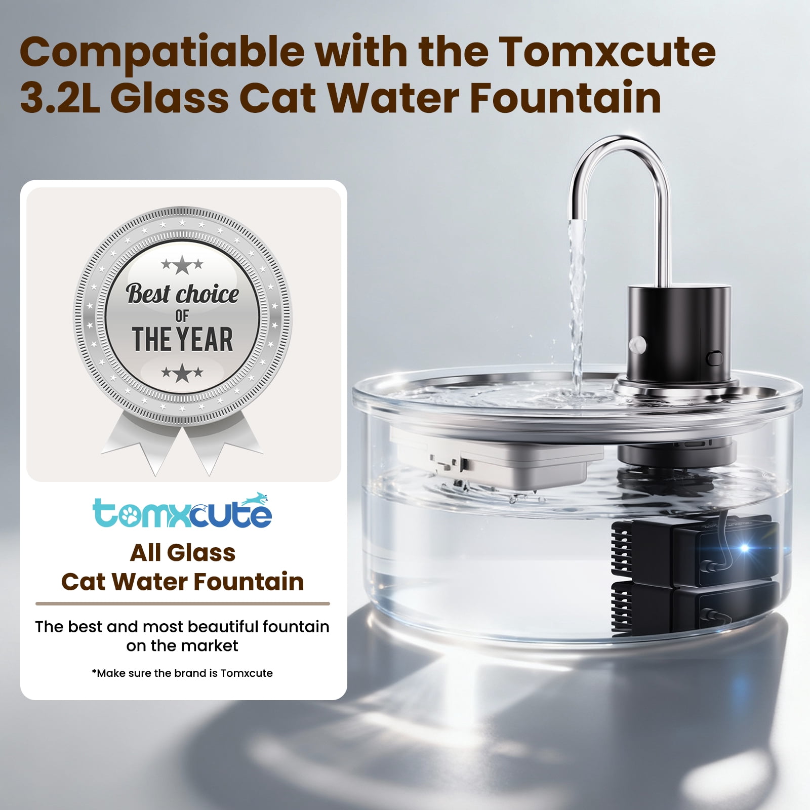 10-Pack Cat Water Fountain Filters Replacement for Glass Cat Water Fountain Wireless - Includes 2 Pre-Filter Sponges, Activated Carbon & Resin System for Fresh Water