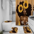 thumbnail image 2 of Black Girl Shower Curtain set with Bath Rugs Set,4 Sets Rustic African American Bathroom Sets Decor Waterproof Curtains Rug Mats Toilet Seat Cover Hooks Butterfly Kids Girly Queen (Rustic), 2 of 7