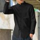 thumbnail image 4 of pstuiky mangas largas para hombre, Camisa informal de manga larga con cuello alto y botones especiales de color sólido para hombre. Tops casuales para hombres l, 4 of 6