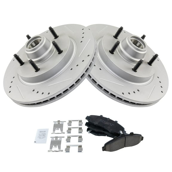 TRQ Front Performance Brake Pad & Rotor Kit Brake Pads Brake Rotors Set Ceramic Premium G-Coated Fits Select 1997-1999 Ford F-150