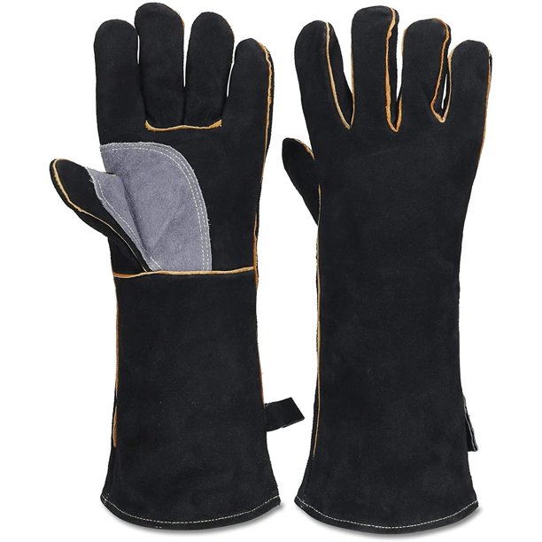 Guantes resistentes al calor y al fuego extremos YONGSHENG cuero con costuras de Kevlar