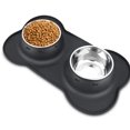thumbnail image 3 of Cuencos de comida para perros Cuencos de acero inoxidable para mascotas y cuencos de agua para perros con revestimiento antiderrames y antideslizante, cuencos de alimentación con tapete, 3 of 6