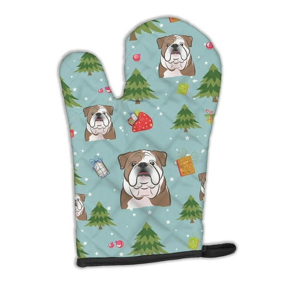 Carolines Treasures BB5008OVMT Christmas English Bulldog  Oven Mitt Large multicolor