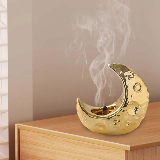 Quemador de incienso creciente, estatua , regalo, decoración del hogar, soporte de varilla de incienso, decoración de para decoración de gabinete de dormitorio Oro