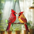 thumbnail image 4 of Acrylic Suncatcher Cardinal Pair Window Hanging Decoration Red Bird Stained Glass Style Ornament, 4 of 4