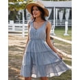 thumbnail image 1 of YNIQUE Robe Courte d'Été Décontractée pour Femme à Bretelles Spaghetti, Smockée et à Volants, pour Vacances, 1 of 6