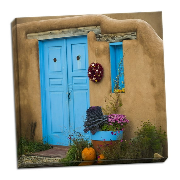 Gango Home Decor Blue Door I by Kathy Mahan (Ready to Hang); One 24x24in Hand-Stretched Canvas