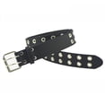 thumbnail image 3 of Douhoow PU Leather Adjustable Double Grommet Belt Rock Waist Strap Punk Style Belt, 3 of 6